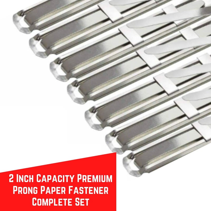 OLYMPX 50 Pcs of 2  Capacity Premium Metal Prong Paper Fastener Complete Set  2.75 Inch Base with Standard 2-Hole Punch Compressor for Paper File Folder  50 per Box - Image 4